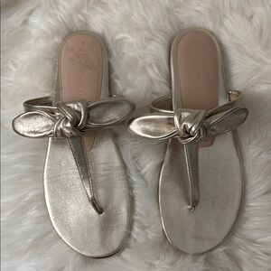 Stuart Weitzman Bandeau T-Strap Gold Women's Sandals Size 8